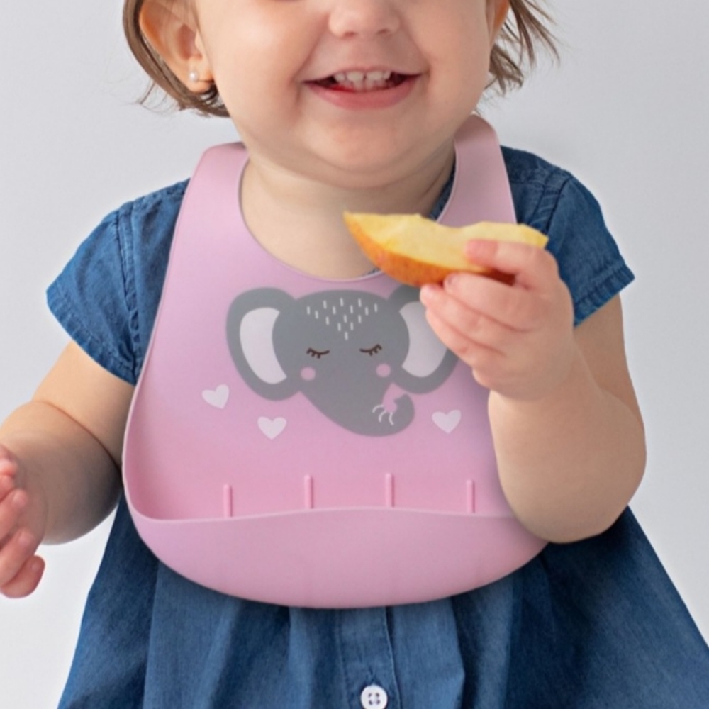 PARENT'S CHOICE Silicone Pink Feeding Baby Bib